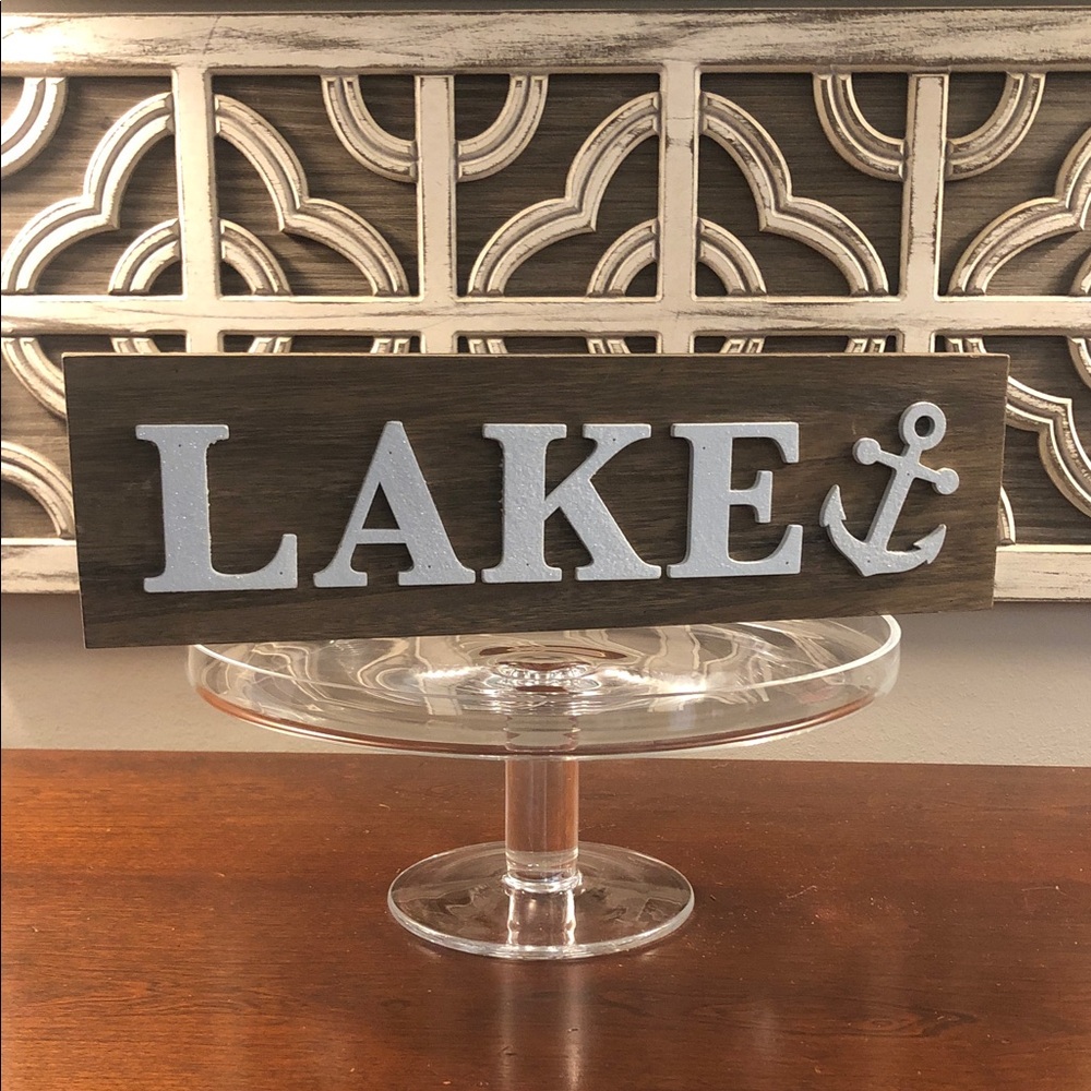 Rustic Brown and White Lake Sign